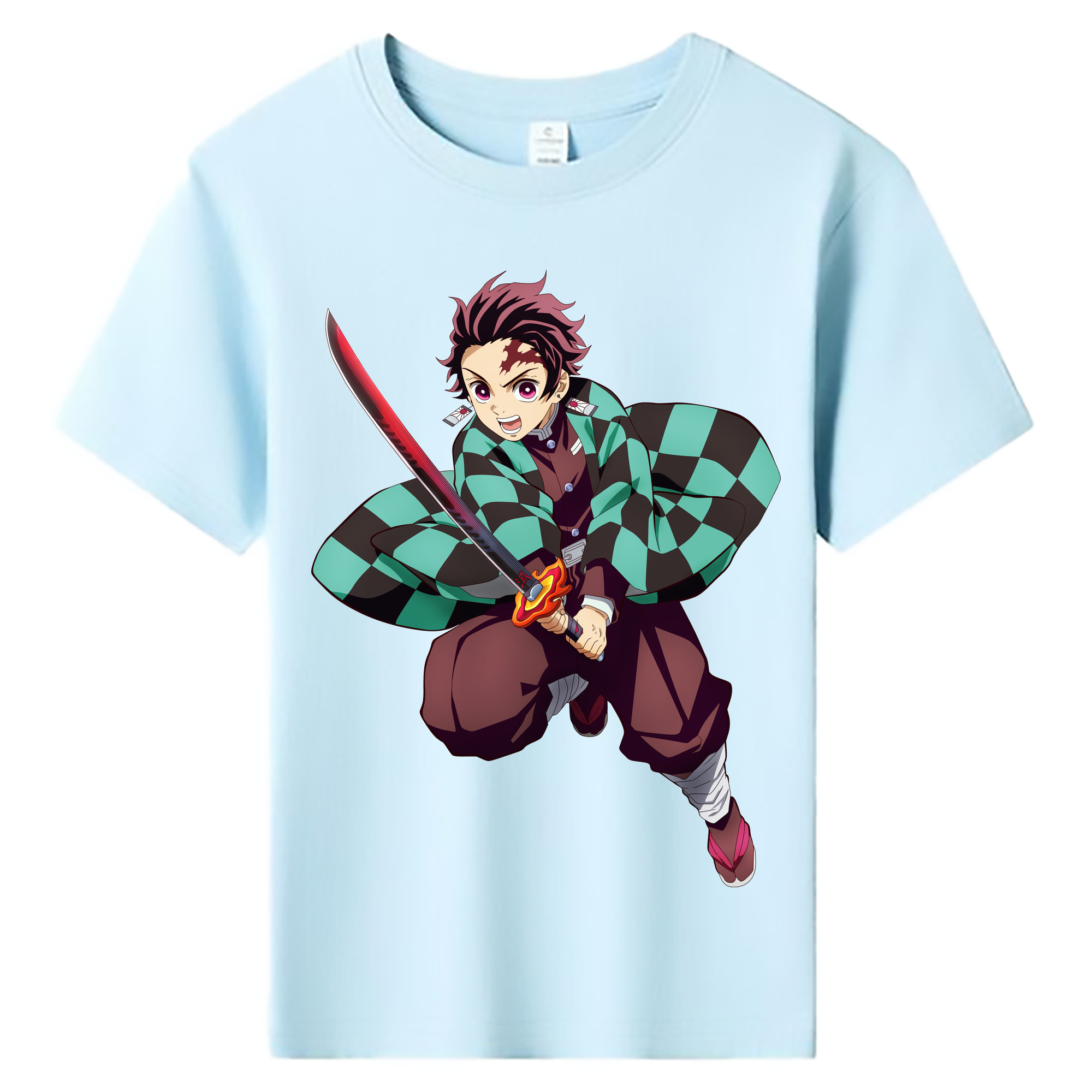 （画像用） 鬼滅の刃 竈門 炭治郎／かまど たんじろう Kamado Tanjirou 綿100％キッズTシャツ（フロントプリント）